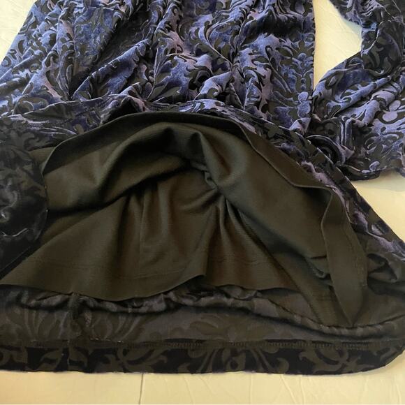 Beige by eci Midnight Blue Sheer Burnout Velvet Party Event Dress Size L - Picture 9 of 14